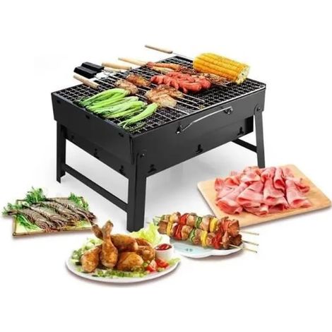 Barbecue Charbon, BBQ Barbecue à Charbon de Table en Acier Inoxydable Pliable pour 3-5 Personnes pour Barbecue de Jardin (1/4)