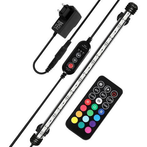 Wolketon Lampada LED per acquario - Lampada a cambio colore con telecomando colorato - IP67 RGB - 63 cm (1/5)