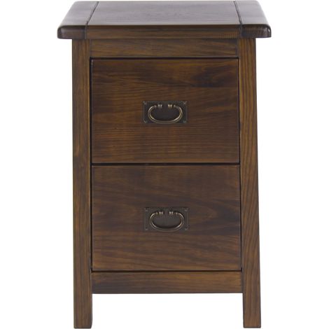 2 Drawer Petite Bedside Cabinet - Pine - 36 x 32 x 53 cm - Dark Brown (1/4)
