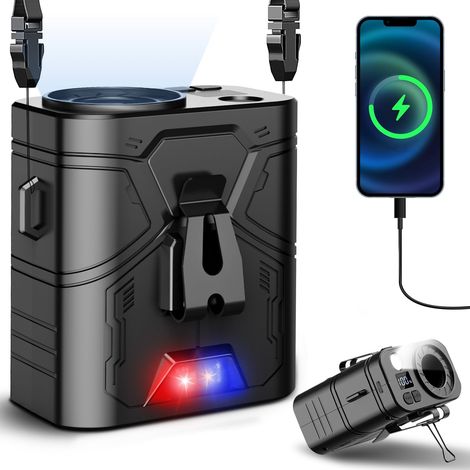 Ventilateur de taille portable 10 000 mAh – 5 vitesses, 20 000 tr/min, 30 heures d’autonomie, LED, fixation par pince, ventilateur de cou – Idéal pour les activités de plein air, les chantiers et le c (1/5)