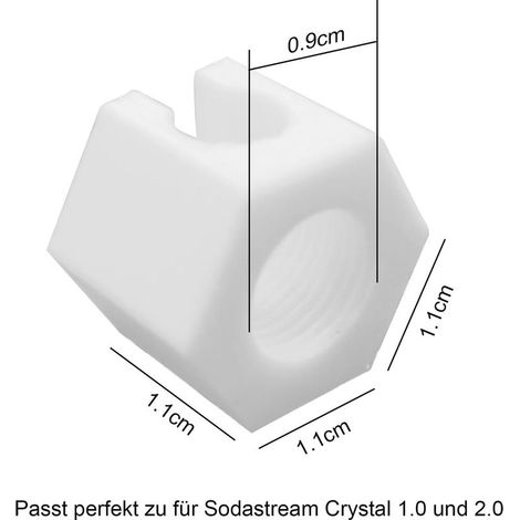 2er-Pack Ersatzteile für Sodastream – Ersatzmutter – Kompatibel mit Sodastream Crystal 1.0 und 2.0, Jet, Spirit, Easy, Crystal, Terra, Duo 1.0 und 2.0 (weiß) (1/5)
