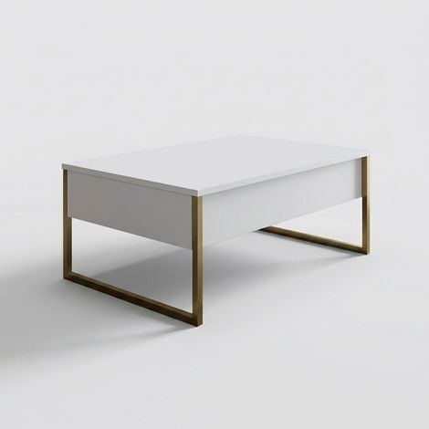Moderner Couchtisch mit Metallbeinen Luxe Weiß - Gold