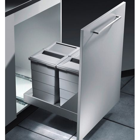 Hailo – Poubelle sous évier 2 bacs 24L – Encastrable pour meuble coulissant 40cm – Glissières Soft-Close – Tri sélectif facilité