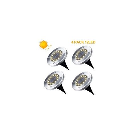 Lampe Solaire Exterieur Jardin 4 Pack 12 LED Projecteur Solaire En Plein Air Solaire Jardin Lumières Chaud Blanc IP65 (1/5)