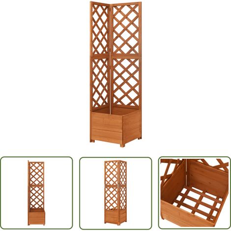 The Living Store Jardinière d'angle en treillis 40x40x150cm Bois de sapin massif - Jardiniered'angle - Jardinière En Bois - Pot De Fleurs Exterieur - Treillis De Jardin - Plante Grimpante (1/5)