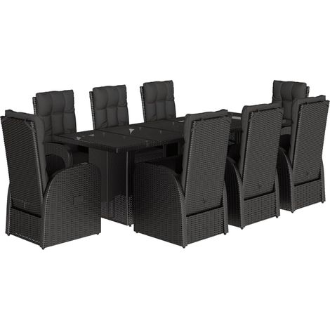 Maison Exclusive - Ensemble à manger de jardin 9pcs coussins noir résine tressée