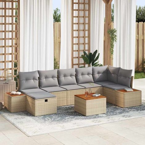 vidaXL Set Divano da Giardino 8 pz Beige polyrattan (1/5)