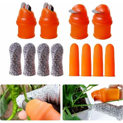 5-piece gardening silicone thumb knife harvesting tool, separator finger plant fruit picking knife gardening tool (L) (1/5)