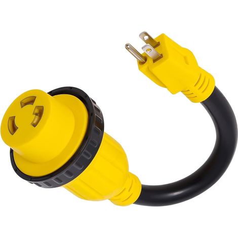 Hochleistungs-Netzadapter 15A Stecker auf 30A – L5-30R auf 5-15P Drehverriegelungs-Konverter, 30 cm langes Anschlusskabel (125V) (1/5)