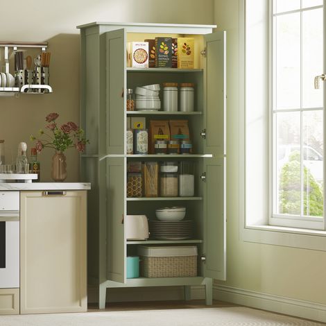 Buffet cuisine. meuble cuisine rangement haut avec LED réglable et détecteur de mouvement. 80 x 40 x 176.5 cm. vert