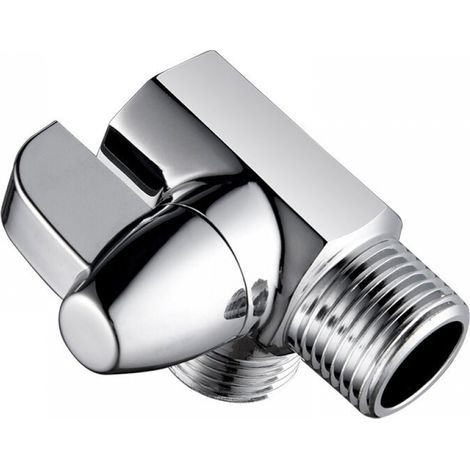 Deviatore doccia a 3 vie in ottone cromato, valvola adattatrice a T G1/2" per braccio doccia a montaggio fisso (1/5)