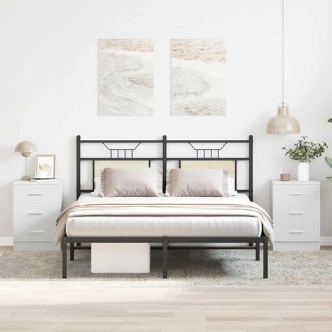 Tables de chevet 2 pcs-Lot de 2 Table de nuit Blanc 38x35x56 cm Bois d'ingénierie 613374 (1/5)