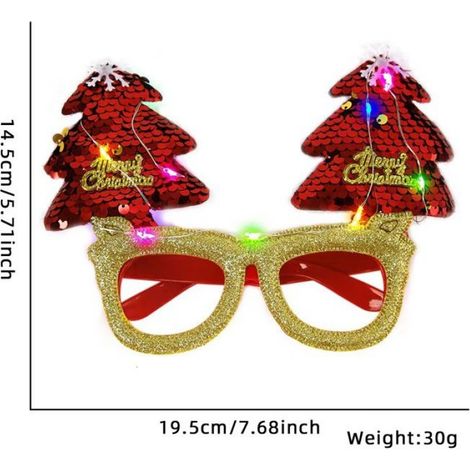 1 Paire de Lunettes Lumineuses Clignotantes Sapin de Noël Bonhomme de Neige Accessoire de Déguisement Fête pour Enfant (1/5)
