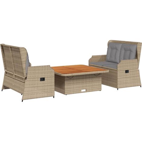Maison Exclusive - 3-tlg. Garten-Lounge-Set mit Kissen Beige Poly
