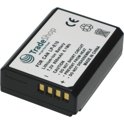 Trade-Shop Li-Ion Akku 850mAh Ersatz Batterie ersetzt Canon LP-E10 passend für Canon EOS 1100D 1200D 1300D 2000D 4000D Rebel T3 T5 T6 Kiss X50 X70 X80