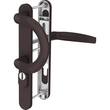 Langschild Türbeschlag 8-72mm Schmalrahmengarnitur Braun RAL8019 Türdrücker PZ Bügelgriff/Drücker 71-86mm ja