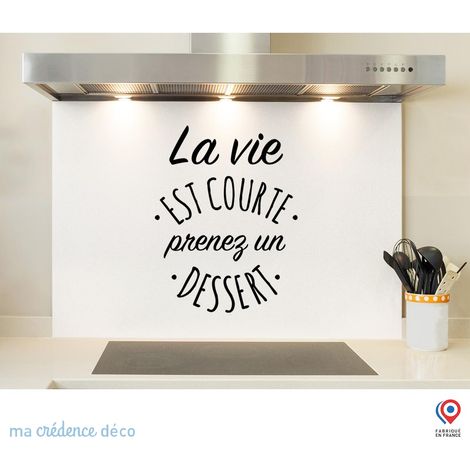 Fond de hotte : La vie est courte - Verre trempé - 90 cm - 60 cm (1/5)