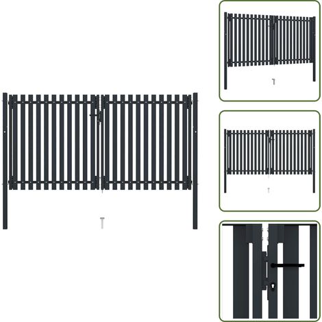 Puerta de seguridad - vidaXL Puerta doble de acero para valla 300 x 150 cm color antracita - Puerta de entrada