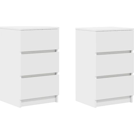 Maison Exclusive - Mesillas de noche con 3 cajones 2 uds Blanco 3