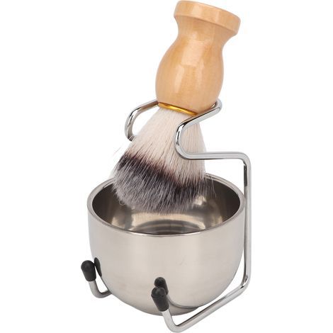 Ensemble Brosse à Barbe Homme avec Support et Bol à Savon 3 en 1 pour Salon et Maison