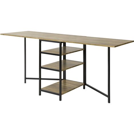 SoBuy Tavolo Pieghevole con 3 Ripiani per Sala da Pranzo Tavolino da Salotto Scrivania Legno salvaspazio, FWT62-N (1/5)
