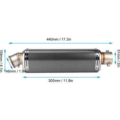 Pot d'échappement universel modifié en fibre de carbone de 51 mm, compatible avec Yamaha R3, R6, R15, Kawasaki Ninja 250, 400, Duke 200, RC390. Long pot d'échappement modifié en fibre de carbone impri (1/4)