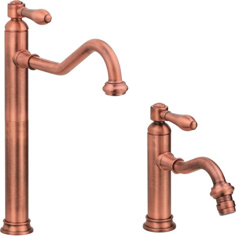 Set miscelatori lavabo alto e bidet modello retrò colore rame Gattoni Oxford KITOXFORDVC2 (1/4)