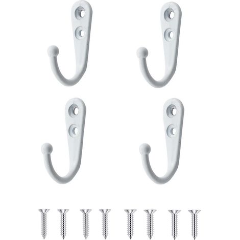 crochets pour chambre, salle de bain, cuisine et étagères de placard (8 vis) - blancs
