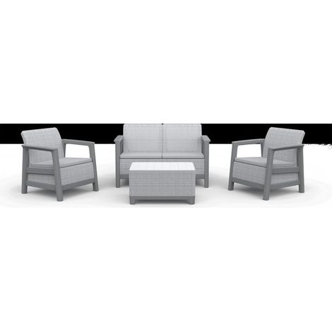 set da giardino keter "scandi linea lounge set" effetto juta grigio 4 sedute e tavolino