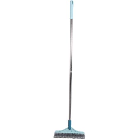 Brosse de nettoyage de sol 3 en 1 avec tête rotative à 180° et long manche, grattoir et nettoyant pour joints, bleu clair. (1/5)