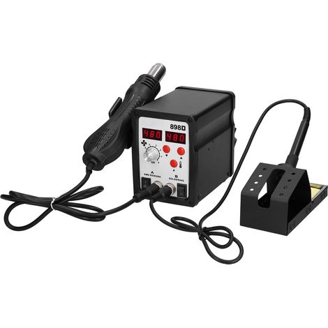 Station de réparation numérique 2 en 1 avec pistolet à air chaud, fer à souder à température constante réglable et outil de réparation de téléphones (UE 250 V). (1/5)