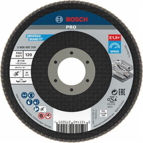 Tampon de polissage X571 Idéal pour le métal Ø 115 mm BOSCH 2608607319 (1/4)