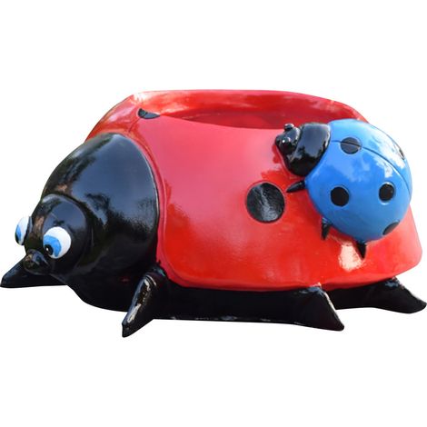 Pot de fleurs - Coccinelle - Décoration jardin extérieur - En plastique PP - Dimensions 18 x 16 x 6 cm - 1 pièce (1/2)