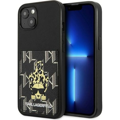 Karl Lagerfeld KLHCP13MCANCNK iPhone 13 / 14 / 15 6.1 carcasa rígida negra/negra Karlimals Cardslot (1/5)