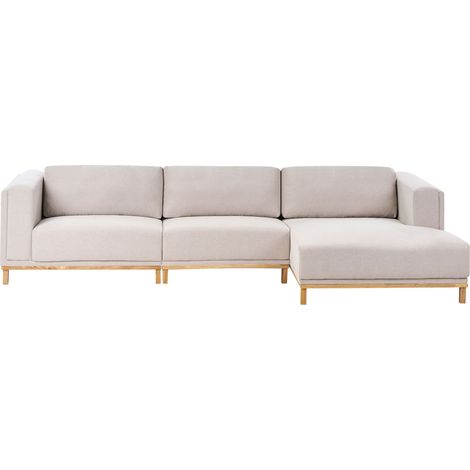 Corner Sofa 5 Seater VENG Fabric Light Beige Left Hand