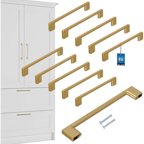 Tirador para muebles de cocina KOTARBAU® Clásico Moderno Oblongo Largo Oro Mate 190 MM Espacio entre 160 MM Juego de 10