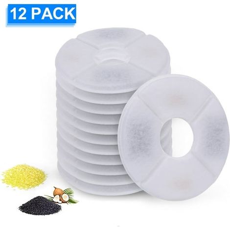 Lot de 12 filtres de rechange pour fontaine à eau pour chat, filtres pour distributeur et fontaine à eau, accessoires (1/4)