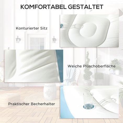 Fauteuil gonflable extérieur 125x100x87cm Blanc Bleu, siège d'air pour jardin (1/5)