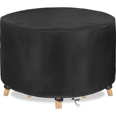 Housse Salon de Jardin Ronde 152 x 58cm noir Housse Table Jardin Housse de Protection Bâche Imperméable pour Meubles Jardin et Hivernage
