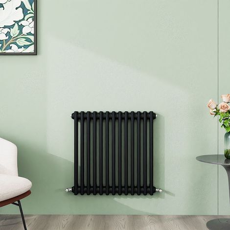 AICA 600x605mm 2 Column Horizontal Black Radiator Central Heating Cast Iron Style (1/5)