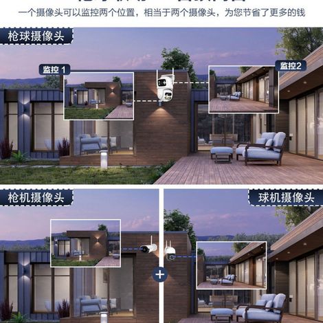 Caméra de surveillance sans fil iCSee Super Viewer Xiongmai Shot and Ball Linkage avec vision nocturne HD 360° et carte mémoire 64 Go