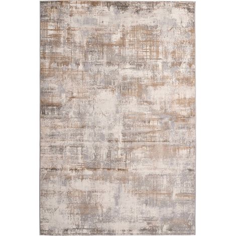 Tapis taupe moderne effet 3d motif géométrique - 150 x 80 cm (1/3)