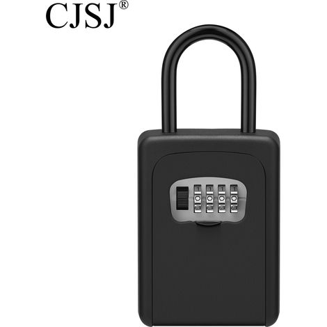 Boîte à clés en forme de U, verrou portable (aucune installation requise), petite boîte à combinaison étanche pour partager et sécuriser les clés (noire)