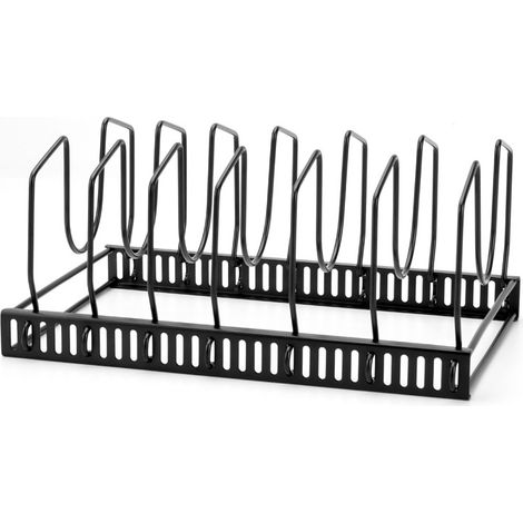 2 pièces, couvercle de casserole, casserole avec 7 cloisons réglables, casserole réglable, casserole, tiroir de cuisine casserole (noir) (1/5)