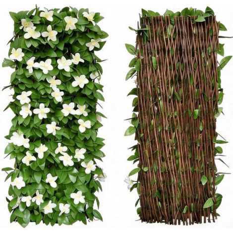 Paravent décoratif fleuri pour une ambiance tamisée – Tapis de clôture avec lierre et fleurs pour balcon et jardin – Paravent flexible et sans entretien Aspect naturel pour une intimité instantanée (1/5)