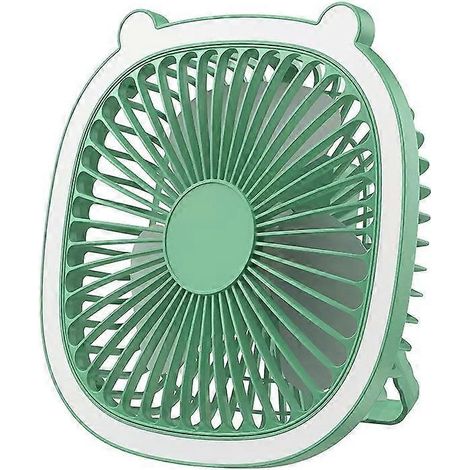 Mini ventilador de escritorio USB con motor sin escobillas, funcionamiento silencioso, alto flujo de aire de refrigeración, diseño de orejas de oso en verde menta y blanco para mesita de noche, escrit (1/5)