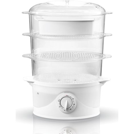 Cuiseur vapeur Puissance de 800 W. - 9L - Trois réservoirs de vapeur Steam Turbo transparents - Adler AD-633