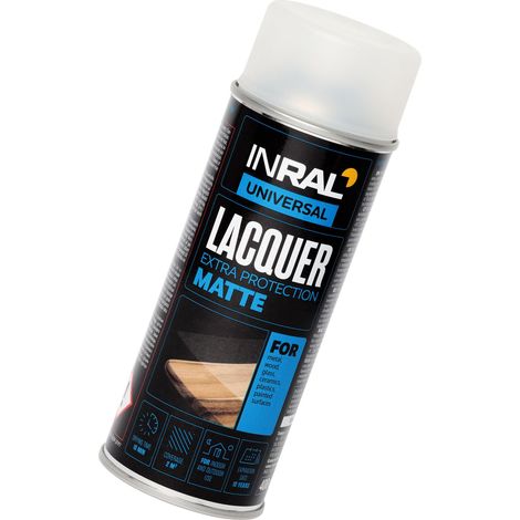 Barniz acrílico transparente mate INRAL Lacquer – secado rápido, protección contra calor y rayaduras – 400 ml