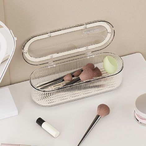 Tapa con correa transparente, Caja de tocador con acabado premium a prueba de polvo, Caja de belleza para polvos de gran capacidad, 1 unidad (1/5)