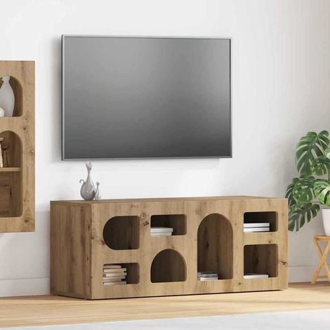 Meuble TV-Banc TV-Meuble Télé Chêne artisanal 100 x 35 x 40 cm Bois d'ingénierie 964951 (1/5)